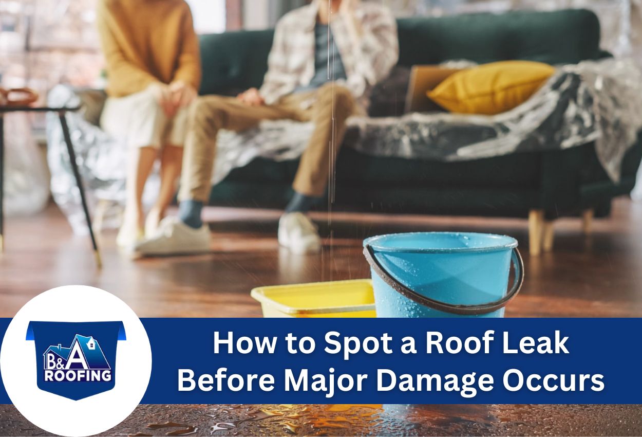 roof leak with buckets in living room